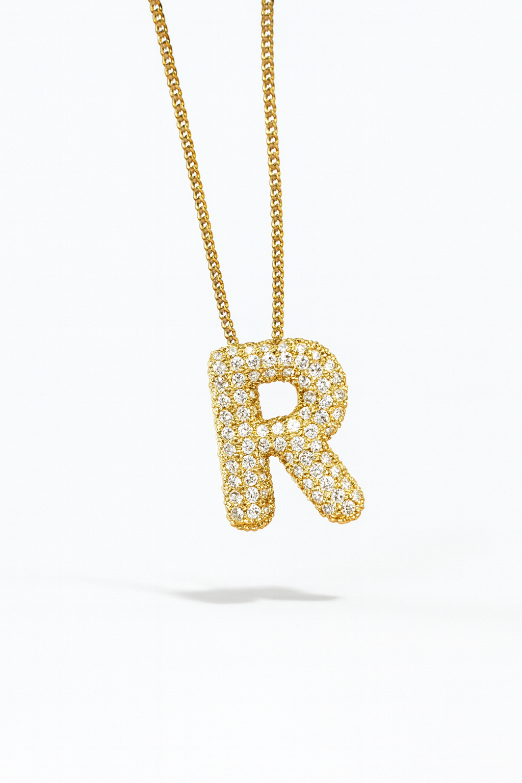 Bubble Initials Necklace – Gold-Plated Anti-Tarnish Crystal Letter Pendant