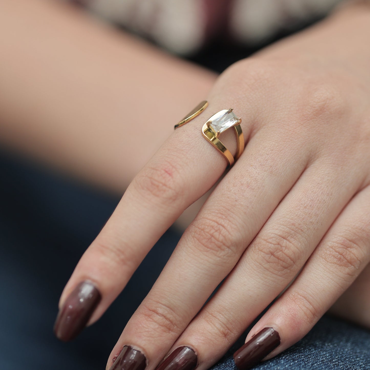 DuoGleam Ring – Minimalist Anti-Tarnish Open Gold Ring