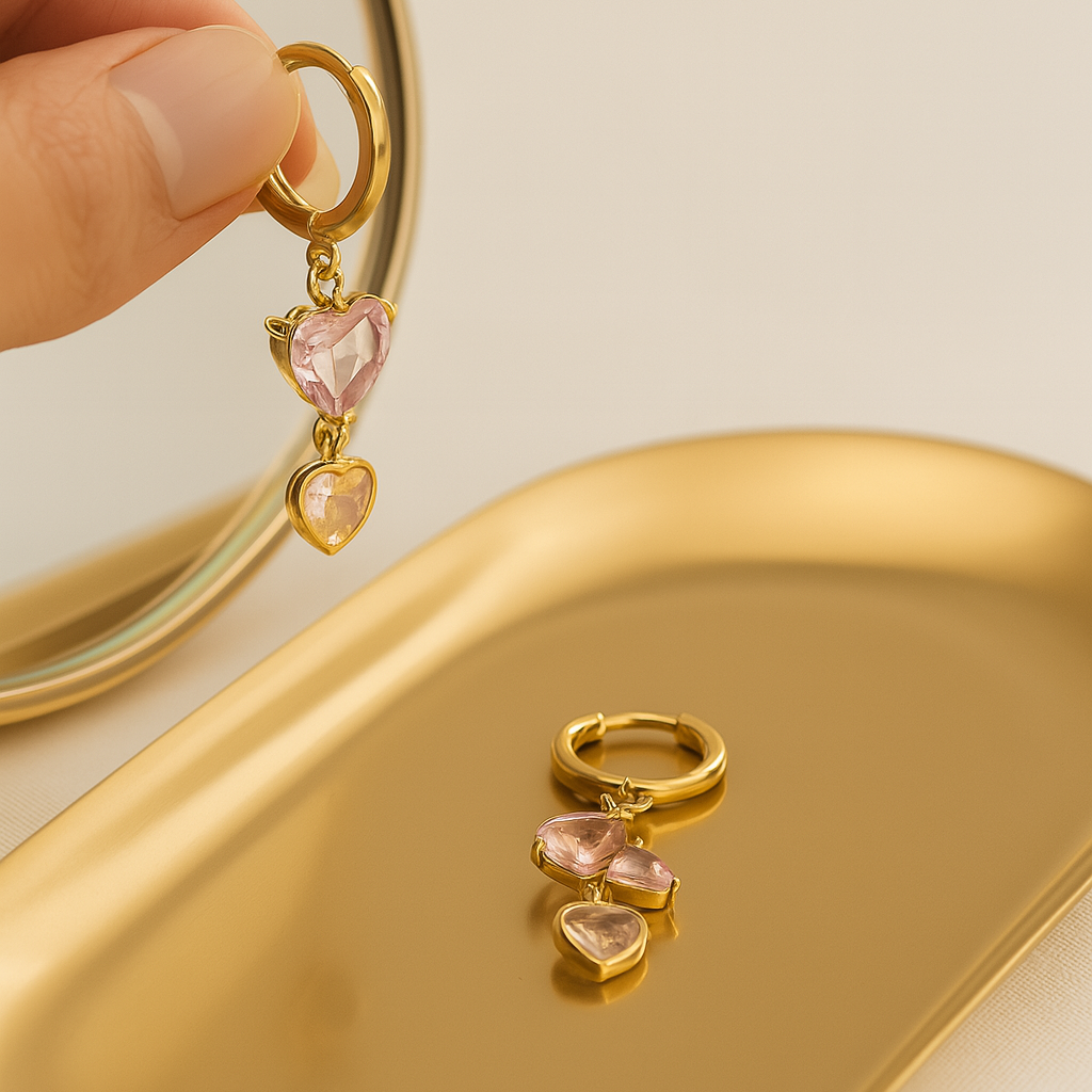 Pink Crush Drops Gold-Plated Anti-Tarnish Hoops
