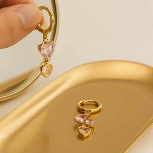 Pink Crush Drops Gold-Plated Anti-Tarnish Hoops