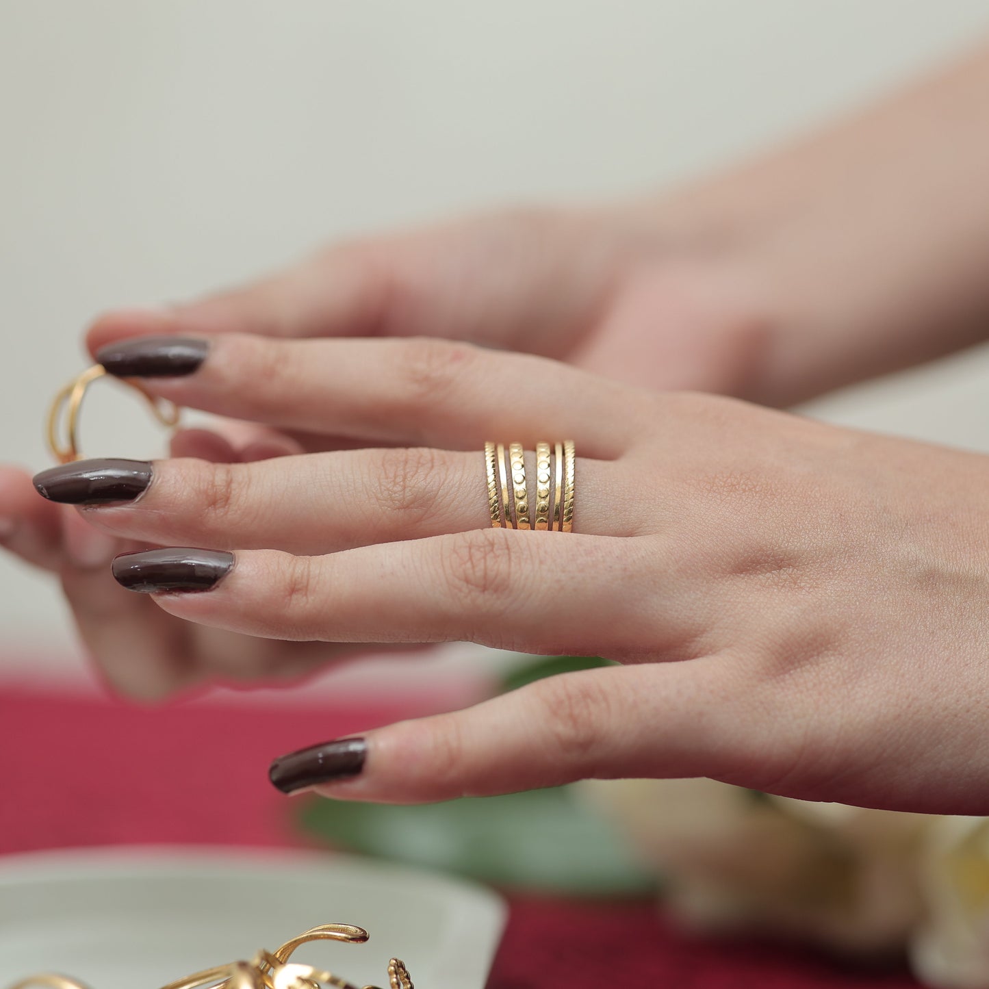 StackStruck Ring – Textured Gold-Plated Anti-Tarnish Band