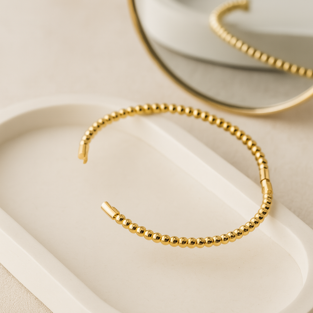 Bead Bold Babe – Gold Plated Anti-Tarnish Beaded Bangle