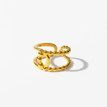 OrbitBead Ring – Sculptural Gold-Plated Anti-Tarnish Spiral