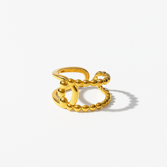 OrbitBead Ring – Sculptural Gold-Plated Anti-Tarnish Spiral