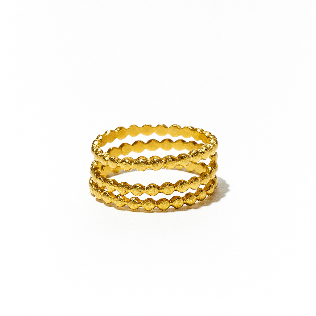 GleamBead Ring adjustable – Gold-Plated Anti-Tarnish Triple Band Ring
