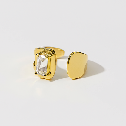 DuoGleam Ring – Minimalist Anti-Tarnish Open Gold Ring