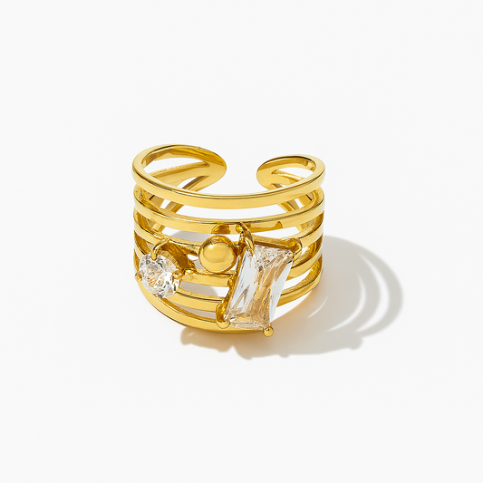 Golden Struck Ring – Bold Anti-Tarnish Gold-Plated Statement