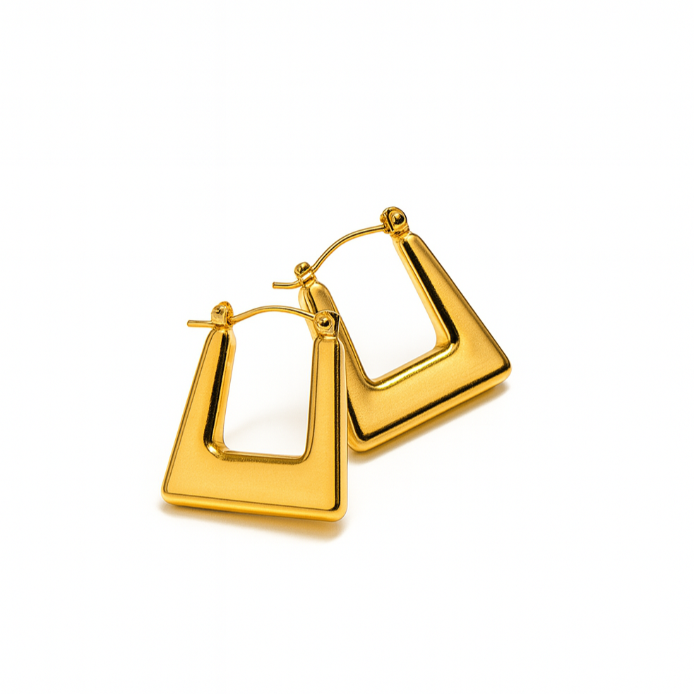 Edge of Glam  Gold-Plated Anti-Tarnish Triangle Hoops