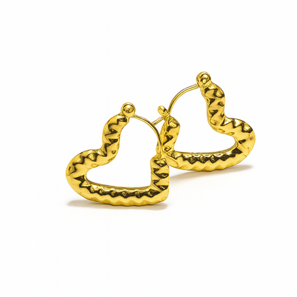 HeartBeat Luxe Gold-Plated Textured Hoops