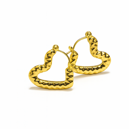 HeartBeat Luxe Gold-Plated Textured Hoops