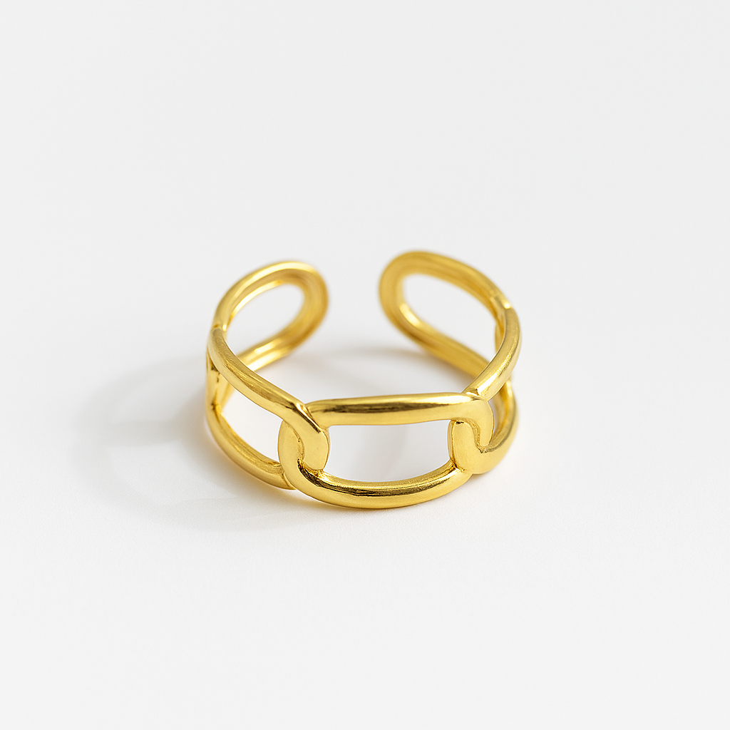 LinkLuxe Ring – Gold-Plated Anti-Tarnish Chain Band