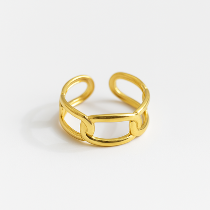 LinkLuxe Ring – Gold-Plated Anti-Tarnish Chain Band