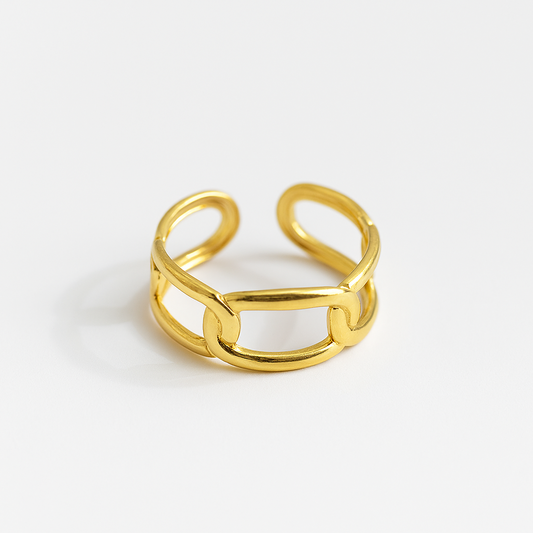 LinkLuxe Ring – Gold-Plated Anti-Tarnish Chain Band