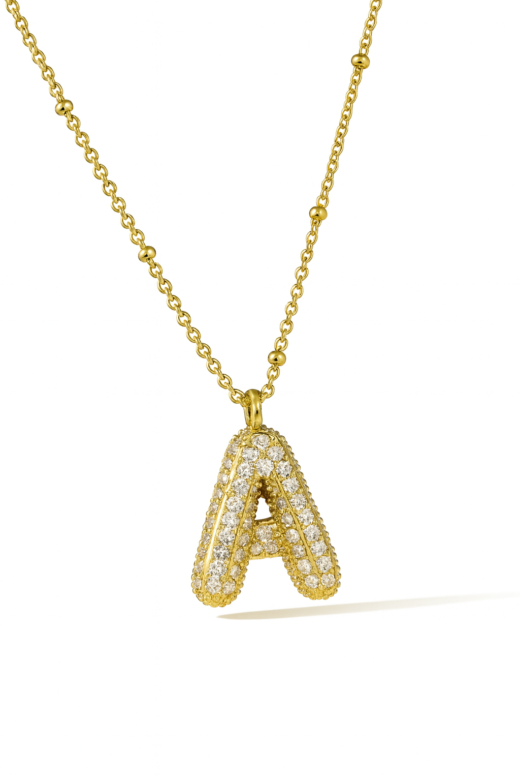 Bubble Initials Necklace – Gold-Plated Anti-Tarnish Crystal Letter Pendant