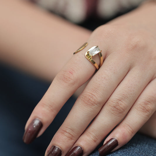 DuoGleam Ring – Minimalist Anti-Tarnish Open Gold Ring