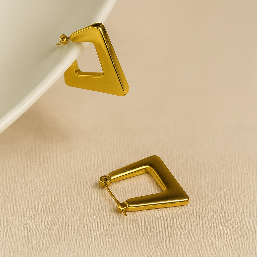 Edge of Glam  Gold-Plated Anti-Tarnish Triangle Hoops