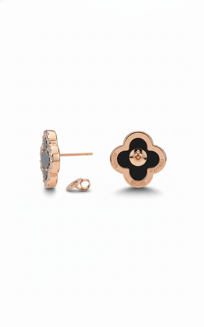 Noir Clover Studs