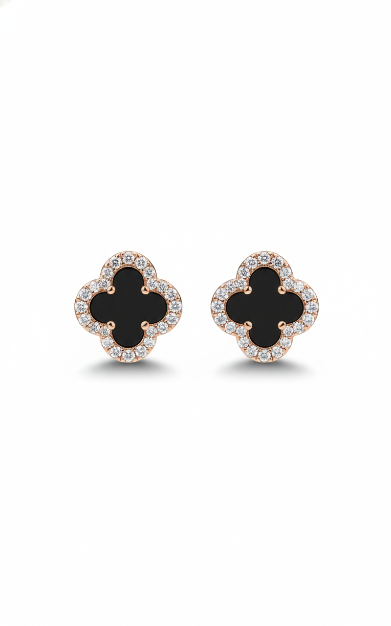 Noir Clover Studs