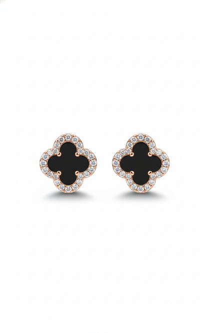 Noir Clover Studs