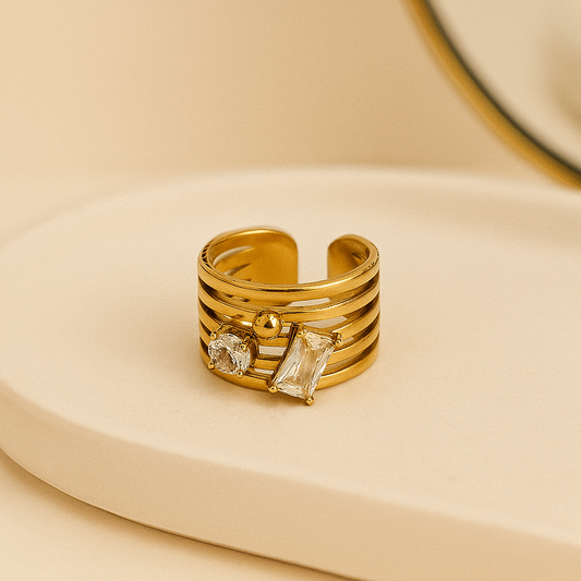Golden Struck Ring – Bold Anti-Tarnish Gold-Plated Statement
