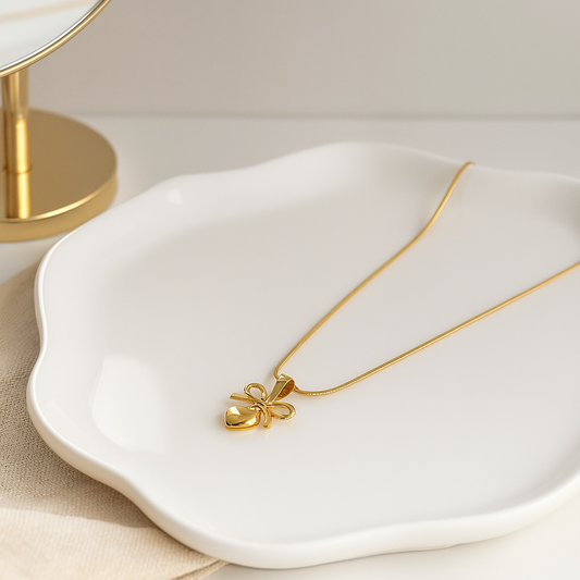 Heart & Bow Charm Necklace