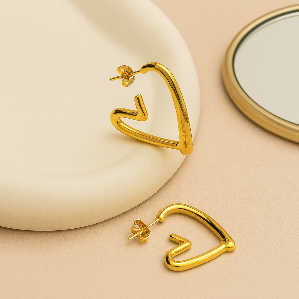HoneyHeart Hoops Gold Anti-Tarnish Hoops