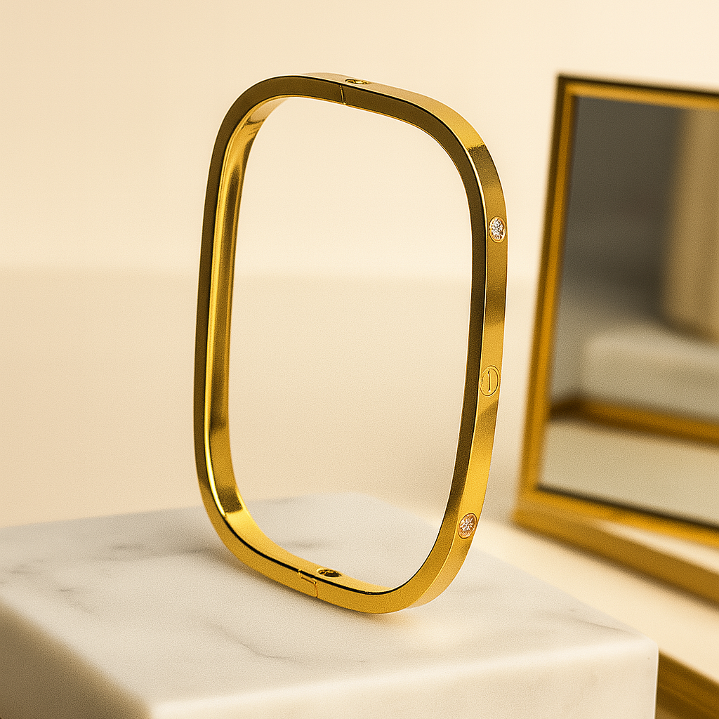 SQUARE elegant Thin Wrist GOLDEN bracelet